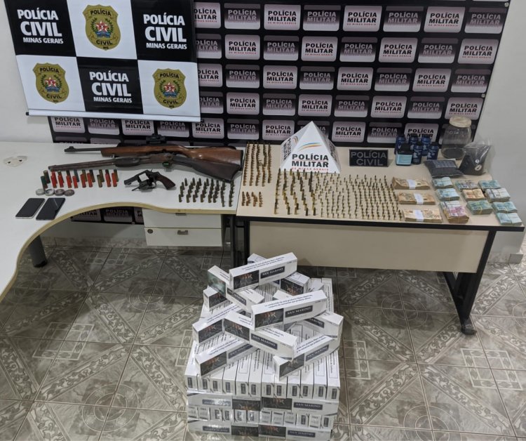 PM prende casal e apreende armas, dinheiro e munições no Prata