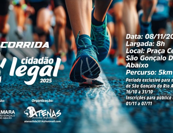 Câmara de São Gonçalo Organiza a 2ª Corrida do Cidadão Legal com Premiação em Dinheiro